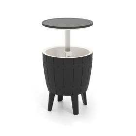 Outdoor Cooler Bar Table with Telescopic Tabletop for Beer and Wine (Color: Black & White, Type: Outdoor Coolers)